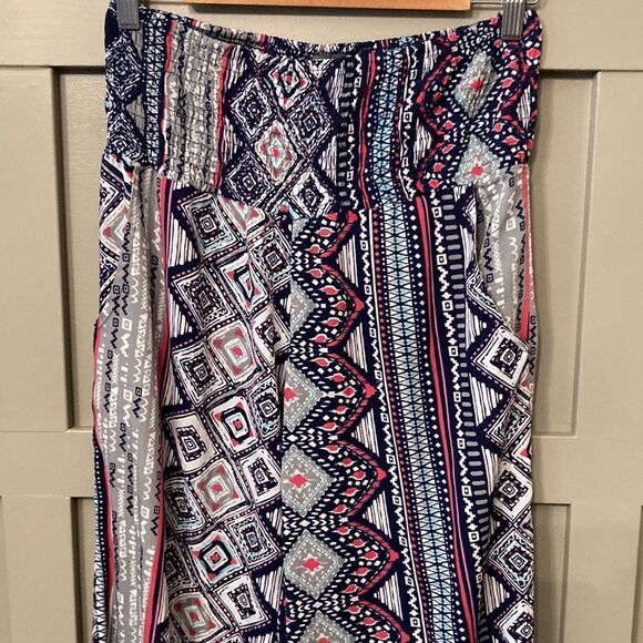 EARTHBOUND Trading Co. Super High Waist Smocked Wide Leg Flare Printed Pants S - Picture 5 of 9